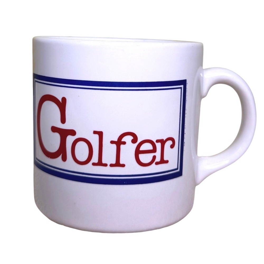 Vintage Grindley England Golfer With A Capital G Ceramic Coffee Mug White